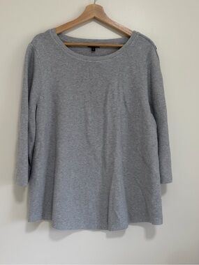 Talbots Heather Gray Long Sleeve Scoop Neck Top